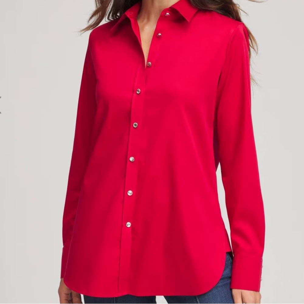 Chico's Vibrant Red Button-Down Shirt